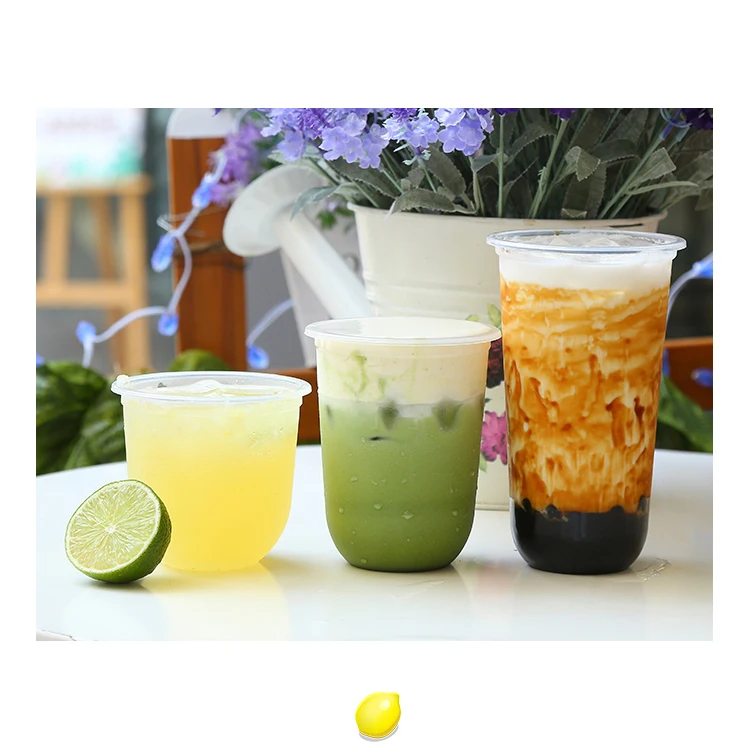 China factory custom logo disposable plastic milk tea u shape plastic cups 500ml boba bubble plastic pp cups