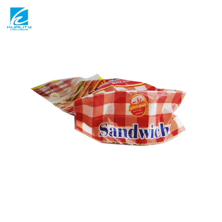 Custom Printed Reusable Flat Bag Plastic Packaging Toast Bread Bag With Tie