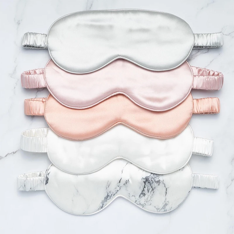 Factory custom embroidery logo silk eye mask with sleeping 100% mulberry silk sleep mask with box