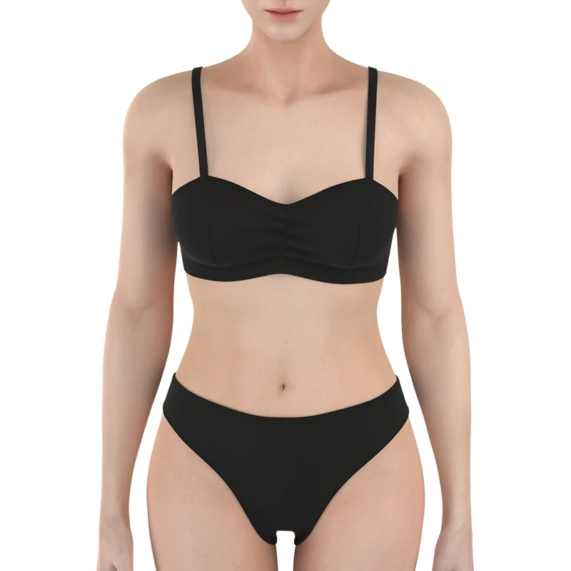 Custom Design Colors Bikini Top Panties Set Women High Cut Beachwear Sheer Wireless Sexy Swimsuit