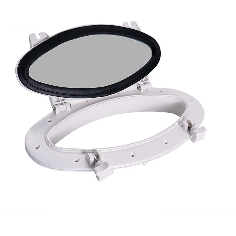 High strength toughened glass impact resistant plastic framed portholes