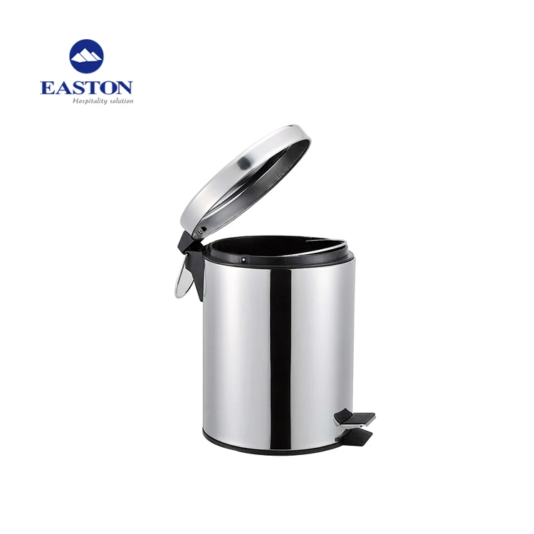 Hotel bathroom 3L soft close foot pedal dustbin bin home outdoor stainless steel material dustbin pedal