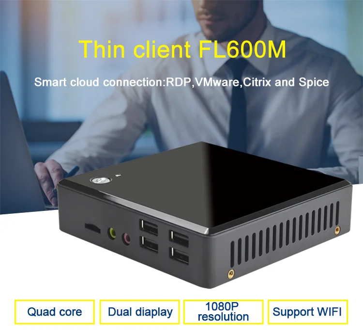 Тонкий клиент FL600M четырехъядерный 1 6 ГГц DDR3 8 Гб Flash Zero Client терминал RDP для