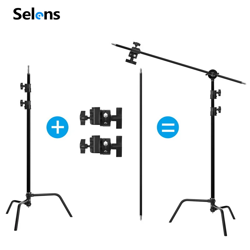  Selens C-образный осветительный штатив сверхпрочный черный для фото-и видеостудийного оборудования