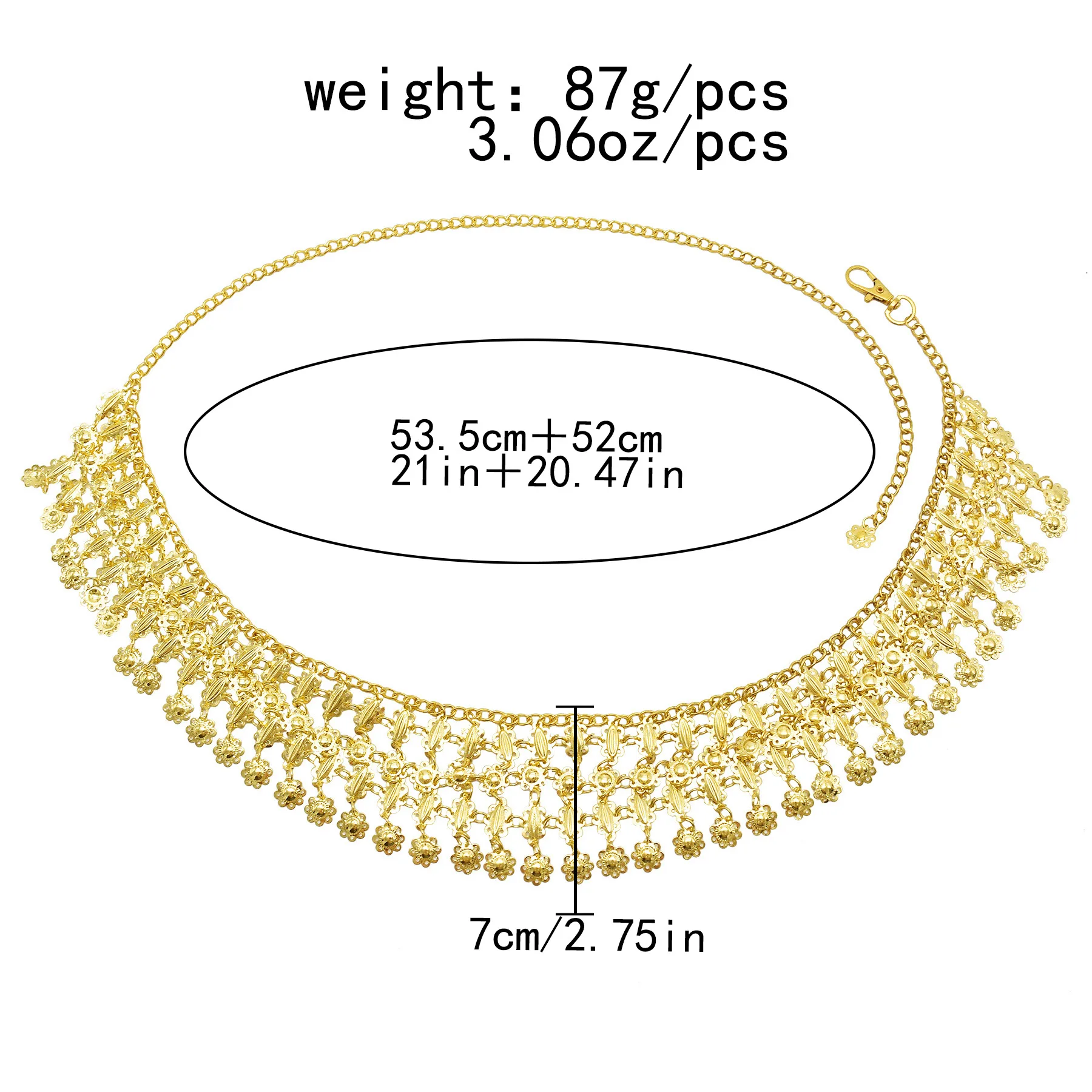 High Quality Multi layer golden Alloy Body coin waist chain belt for lady