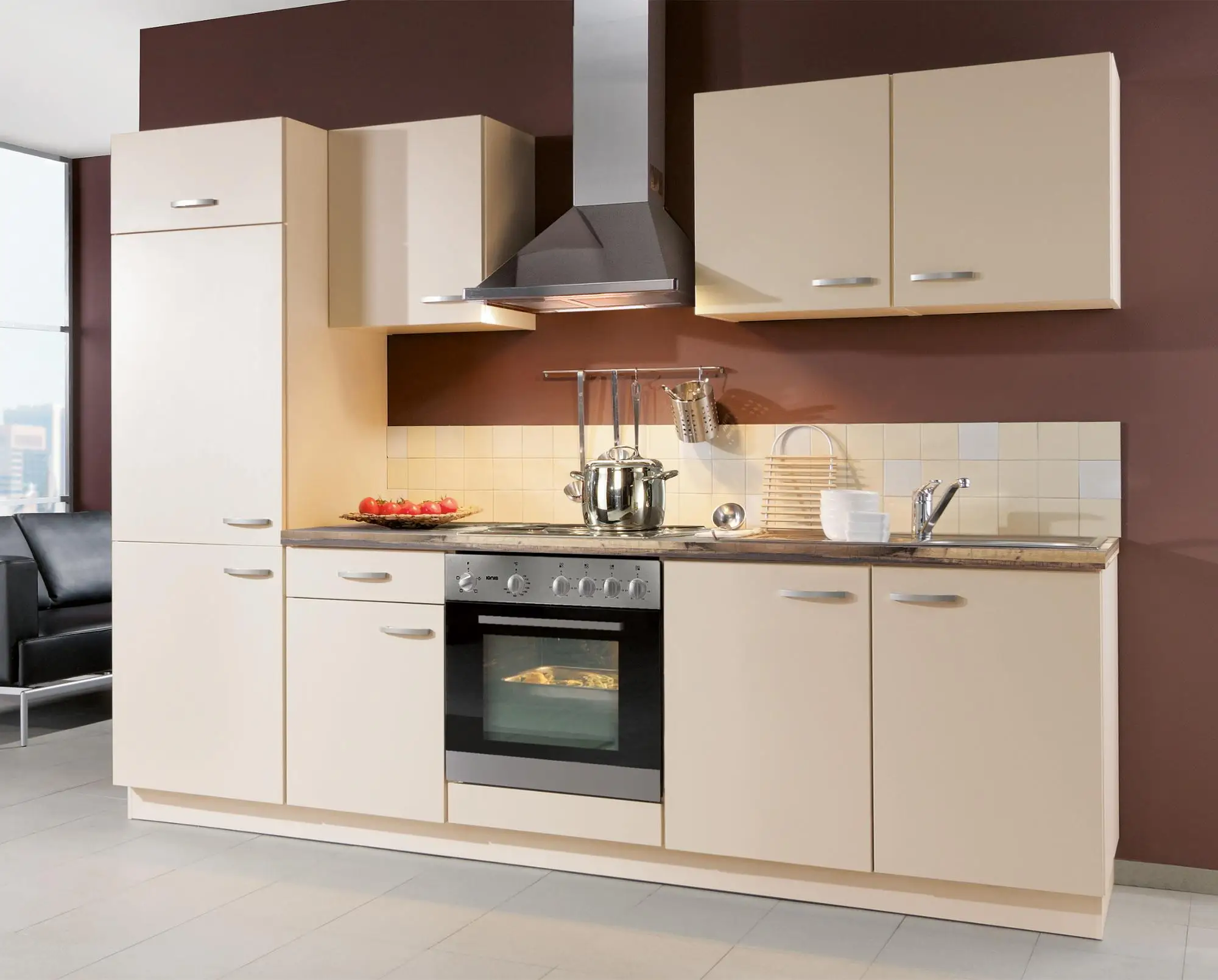 Sri Lanka kitchen furniture modern style flat front kitchen cabinets wholesale