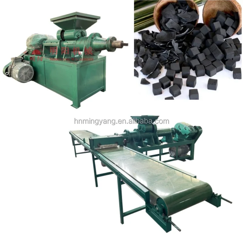 2024 New Design Coconut Shell Charcoal Shisha Hookah Cubes Extruder High Yield Carbon Briquettes Shaping Machine