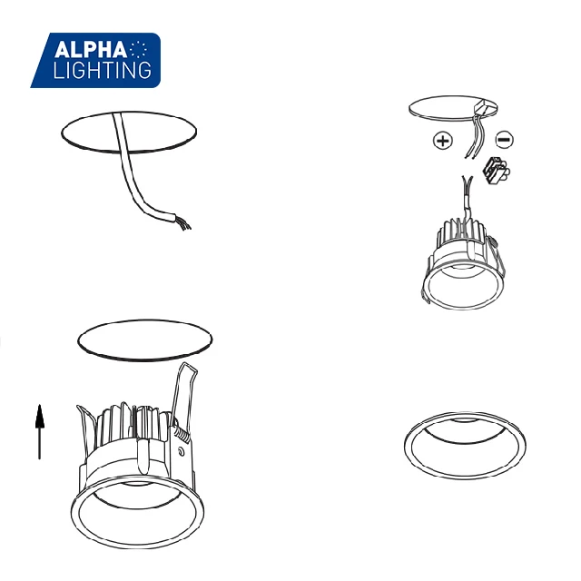 Alpha Lighting DALI DT8 Smart Control 2700K-6500K Downlight CCT Tunable Warm to Dim Warm 2 Dim Led Downlight COB Aluminum Alloy