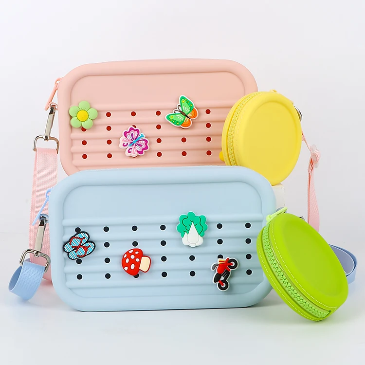 Higher quality Charm Hole Cell Phone Small Crossbody Bogg Bags DIY Coin Purse Pocket Wallet Pouch Mobile Phone Bag Case