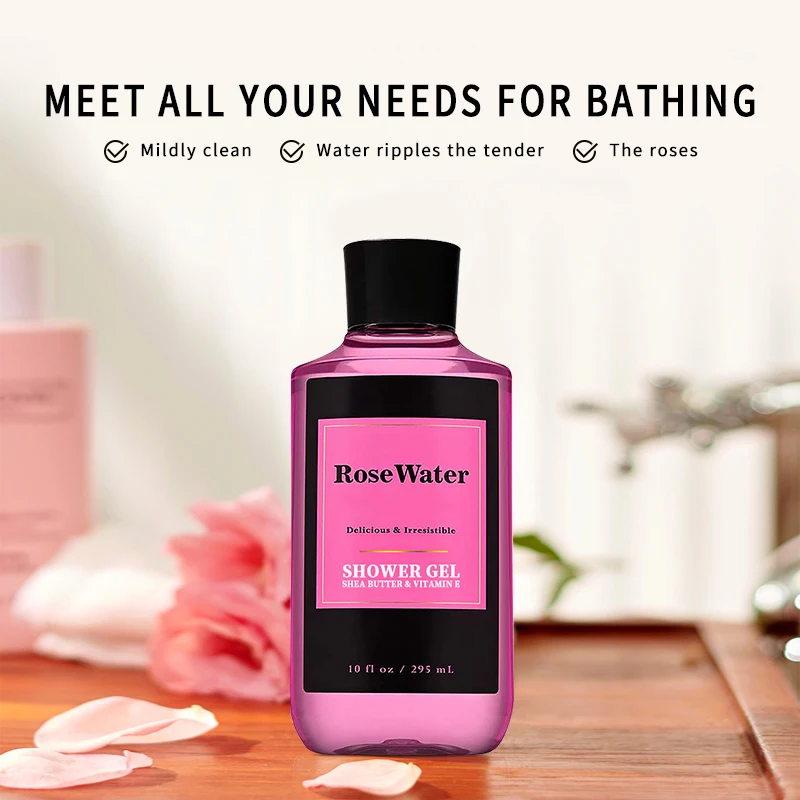 Luxury Shower Gel Sulfate-free Refreshing & Moisturizing and Rose Water & Niacinamide Whitening Skin Shower Gel