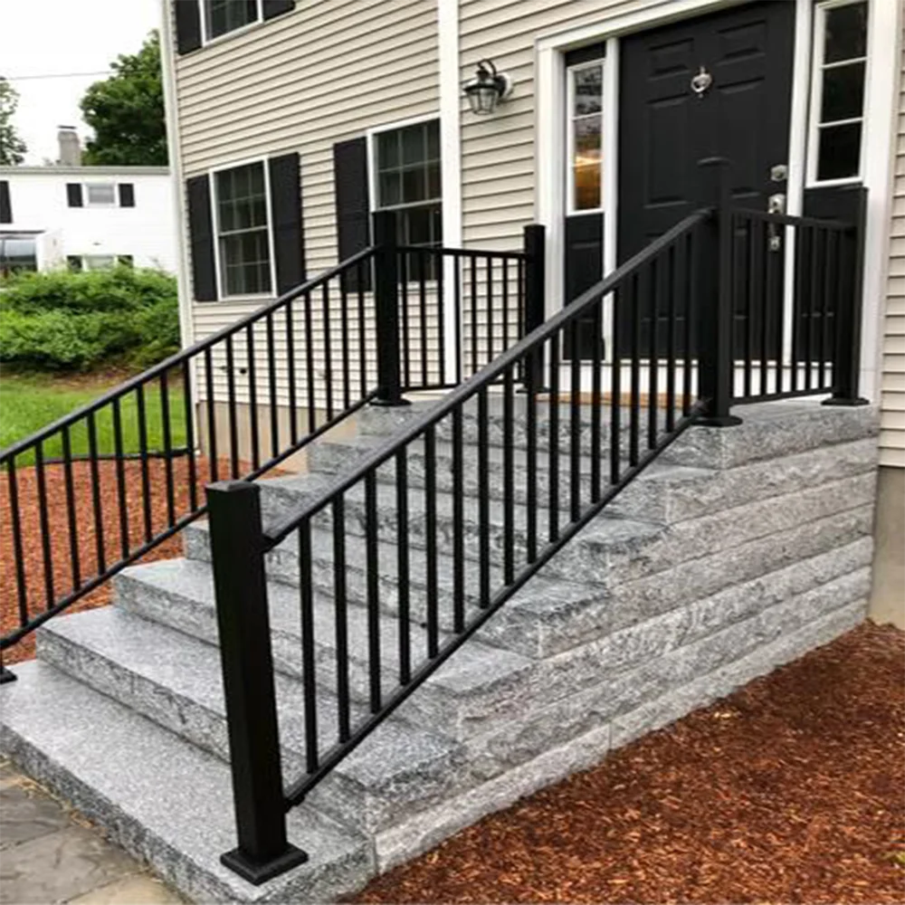 Factory Wholesales of Indoor Black 1/2'*44' Powder Coated Plain Straight Wrought Iron Railing Balusters Metal Stair Spindles