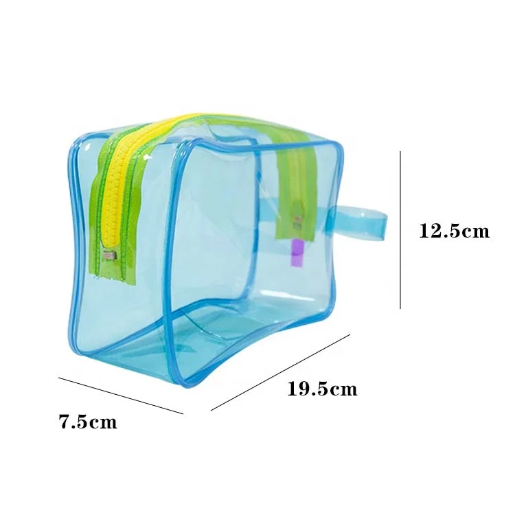 2024 New Custom Logo Large Capacity Travel Clear Makeup Waterproof Women Handle Cosmetic Pouch Transparent PVC Toiletry Bag
