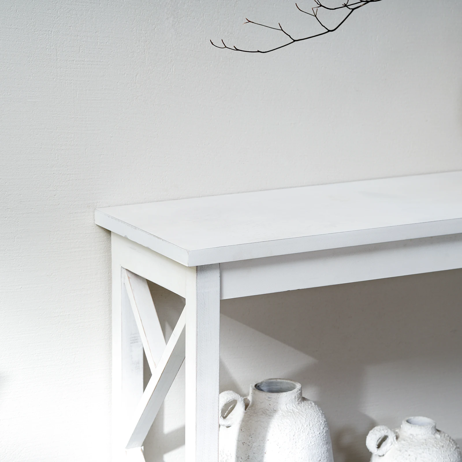 Modern Living Room Furniture White Hallway Side Table Wood Narrow Console Table With Shelf