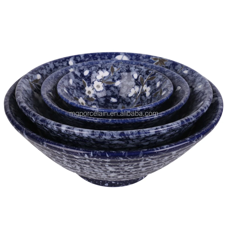 Japanese Korean cuisine ceramic crockery porcelain mixing  bowls sets for Ramen noodle udon seafood rice bowl