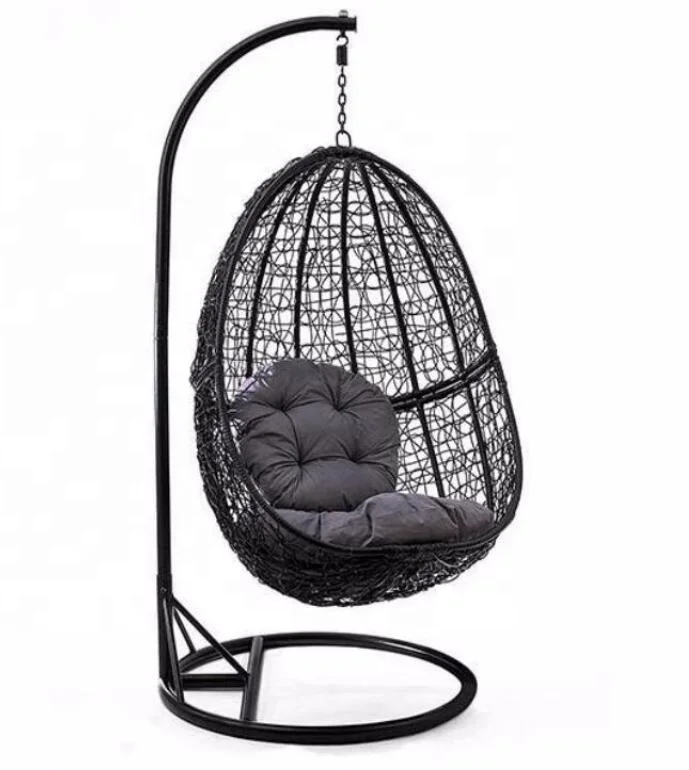Outdoor Hanging Egg Chair Swing for Garden Patio Wicker Hammock Chairs with K/D Basket Strong Metal Stand
