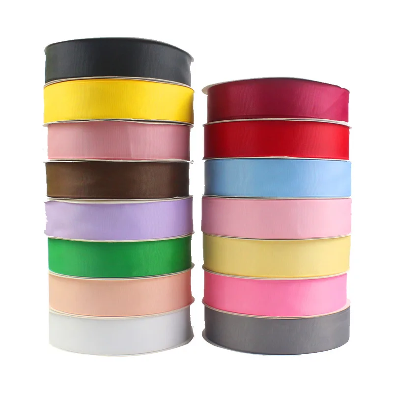China factory wholesale custom gross grain 3-100mm 196 solid color 25mm brand grosgrain ribbon by the rolls
