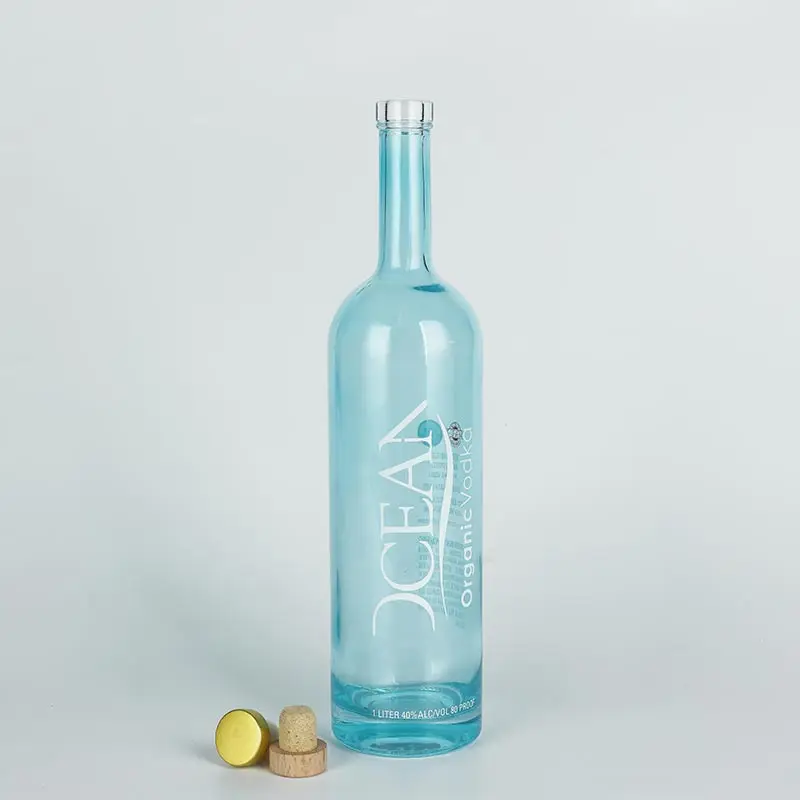 Large liquor bottle 1L custom logo printed tall glass spirits bottle whiskey vodka gin Arizona glass liquor bottles