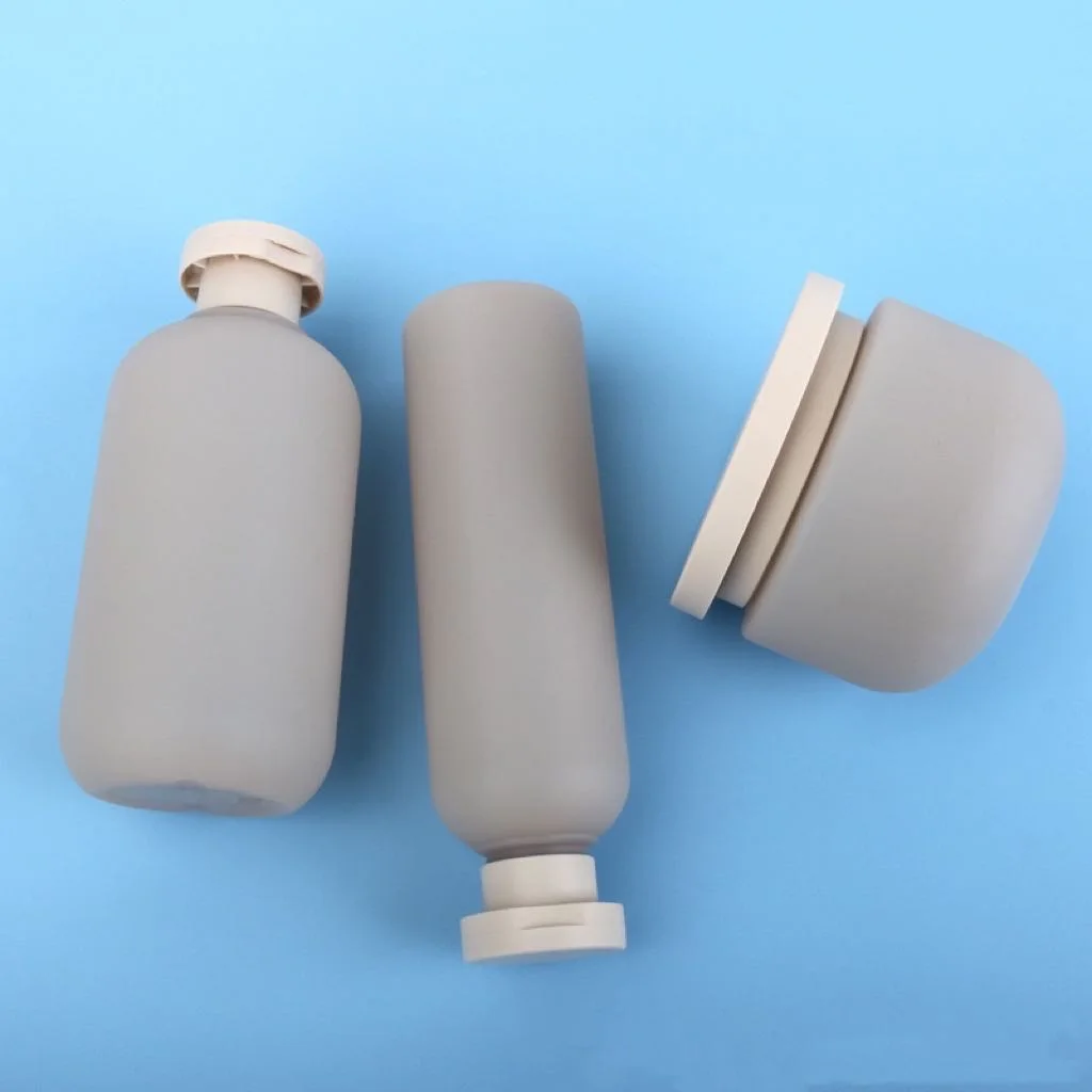 Plastic soft touch HDPE bottle body lotion shower gel shampoo bottle with flip top cap in set