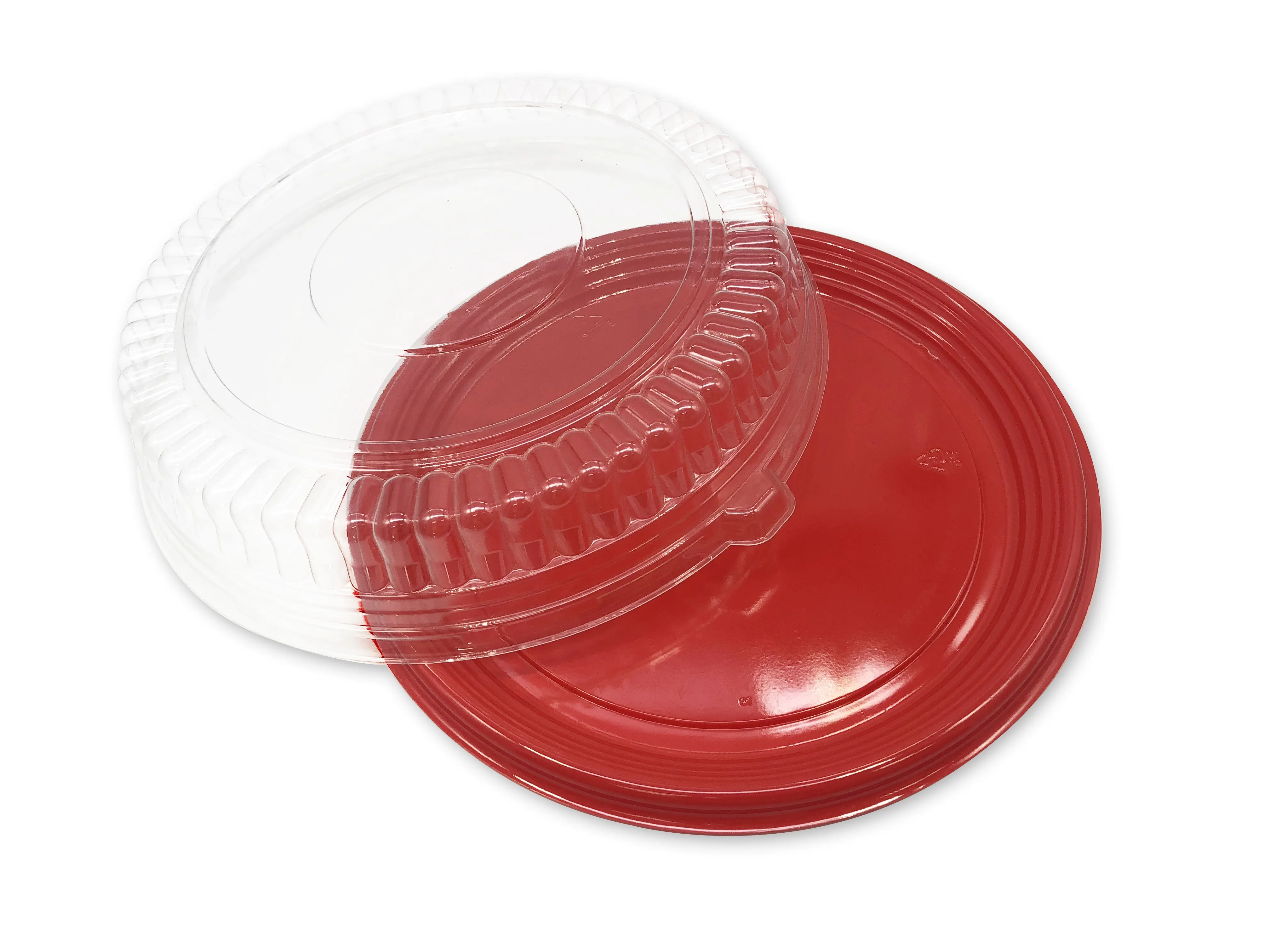 16 In. Plastic Party Black Serving Trays With Clear High Dome Lids,Fruit Veggie Catering Platter Trays For Serving Food
