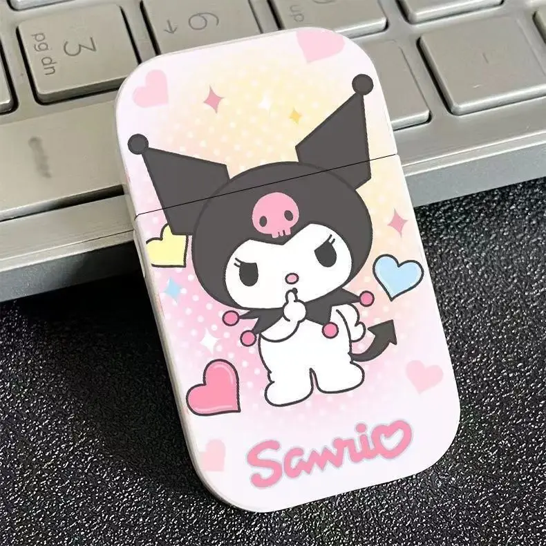Оптовая продажа симпатичная Зажигалка Kuromi с розовым пламенем ветрозащитная для девочек подарок