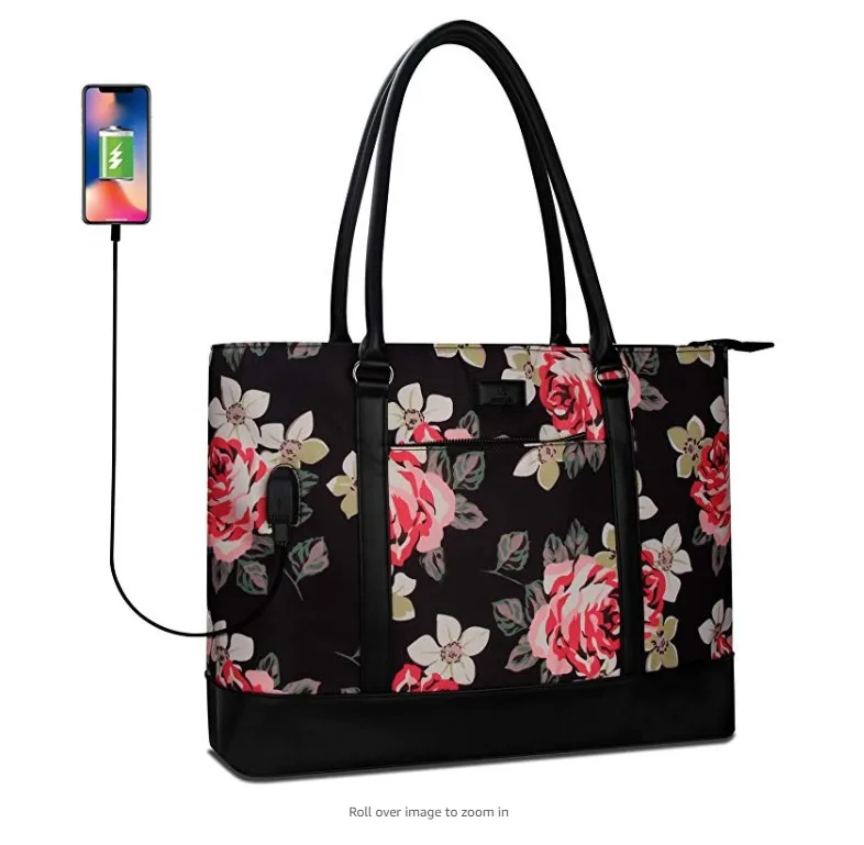 
Woman Laptop Tote Bag,USB Teacher Bag Large Work Bag Purse Fits 15.6 in Laptop 