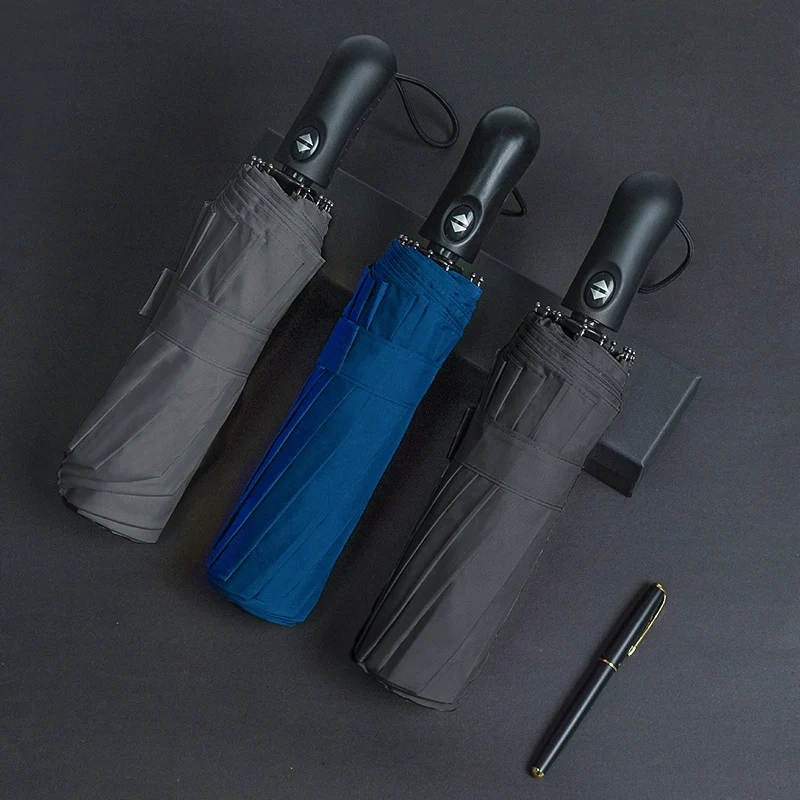 Водонепроницаемый Ветрозащитный Автоматический большой бизнес-зонтик с 12 ребрами и 3 складками для мужчин женщин