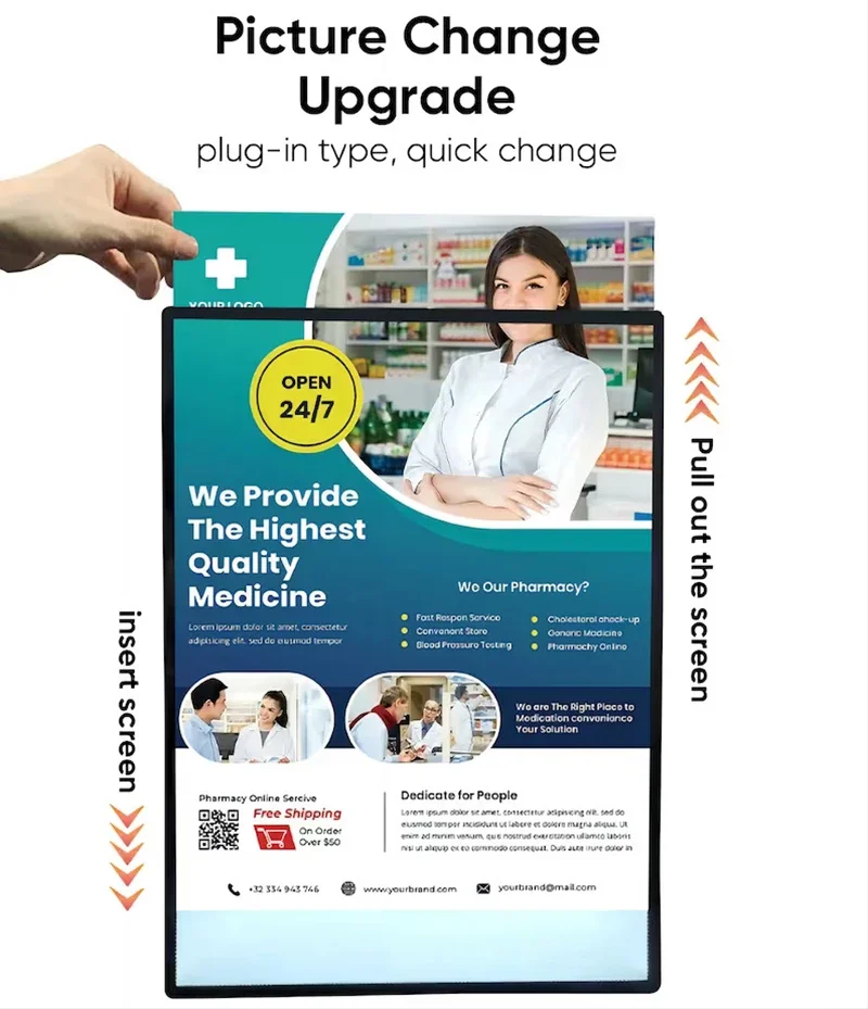 LED restaurant menu board aluminum frame magnetic advertising acrylic split reinforced ultra-thin LED light box