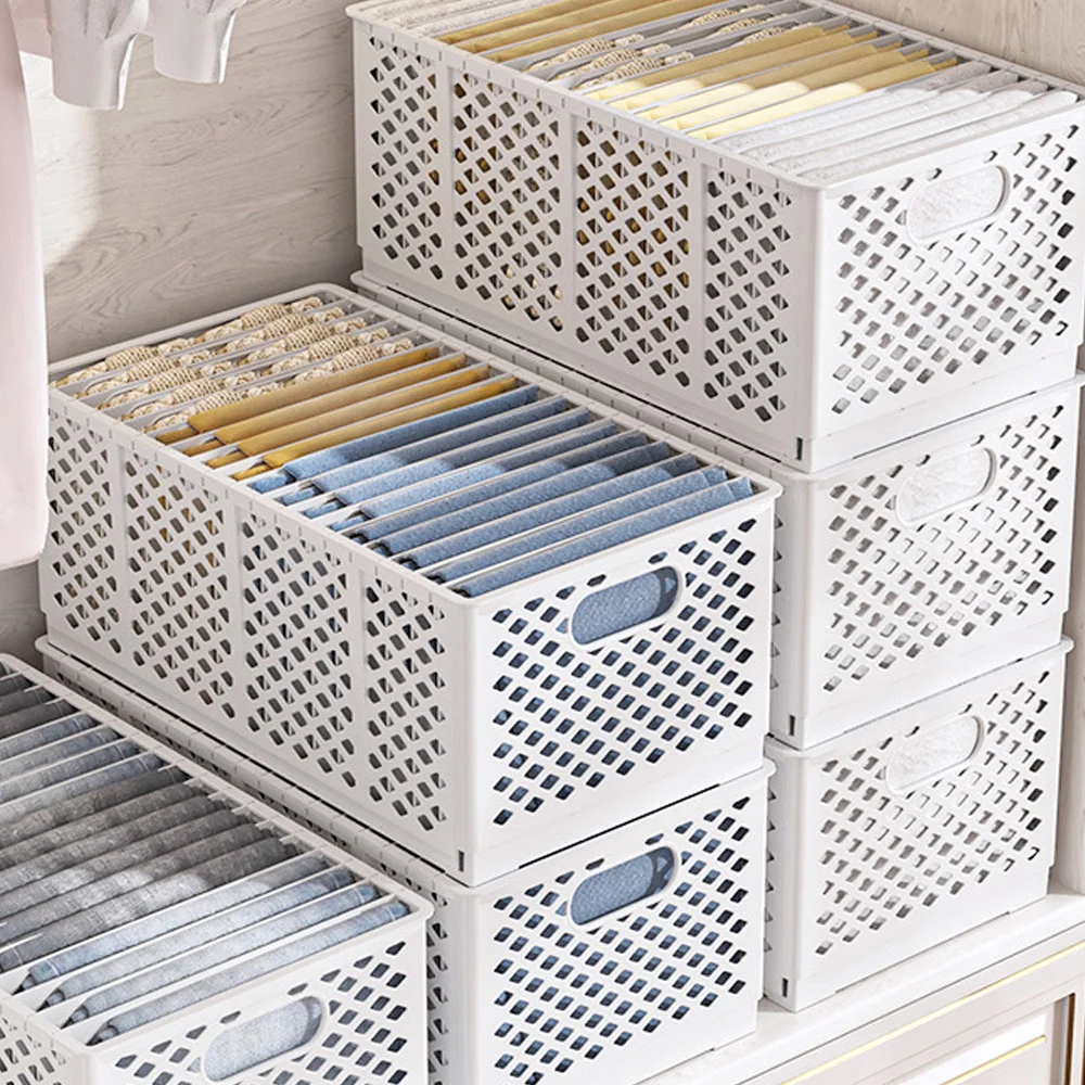 Bathroom Folding Storage Box No Dividers Storage Basket Collapsible For Clothes With Handle