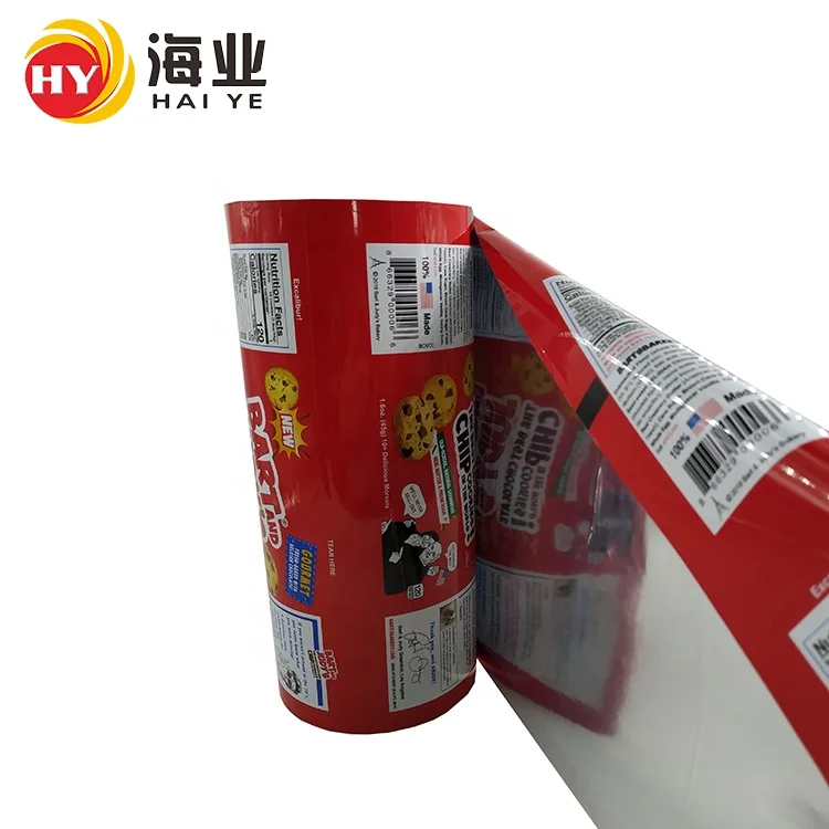
Custom printed recyclable food packaging plastic roll cookie packaging plastic film rolls 
