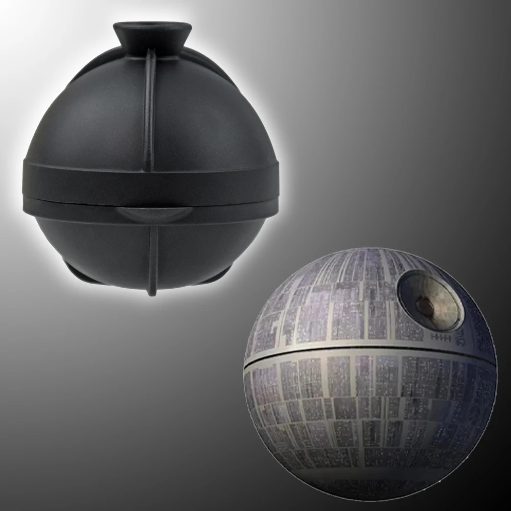 Food Grade BPA Free Silicone Sphere Ice Ball Maker Slower Melting Death Star Ice Cube Mold with Built-In Funnel
