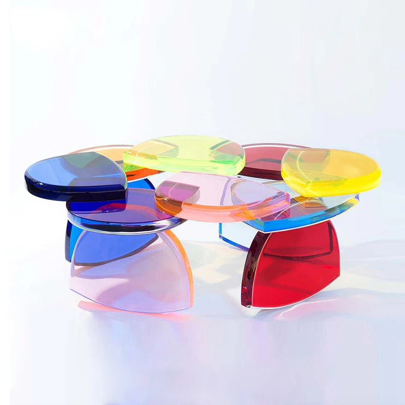 New Simple Fashion Small Side Table Living Room Side Table Rainbow Color Round  Acrylic Coffee Table