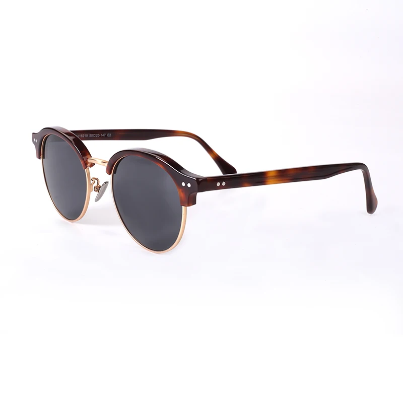 High Quality Italian Design Retro Round Acetate Frame TAC Sunglasses For Men Men