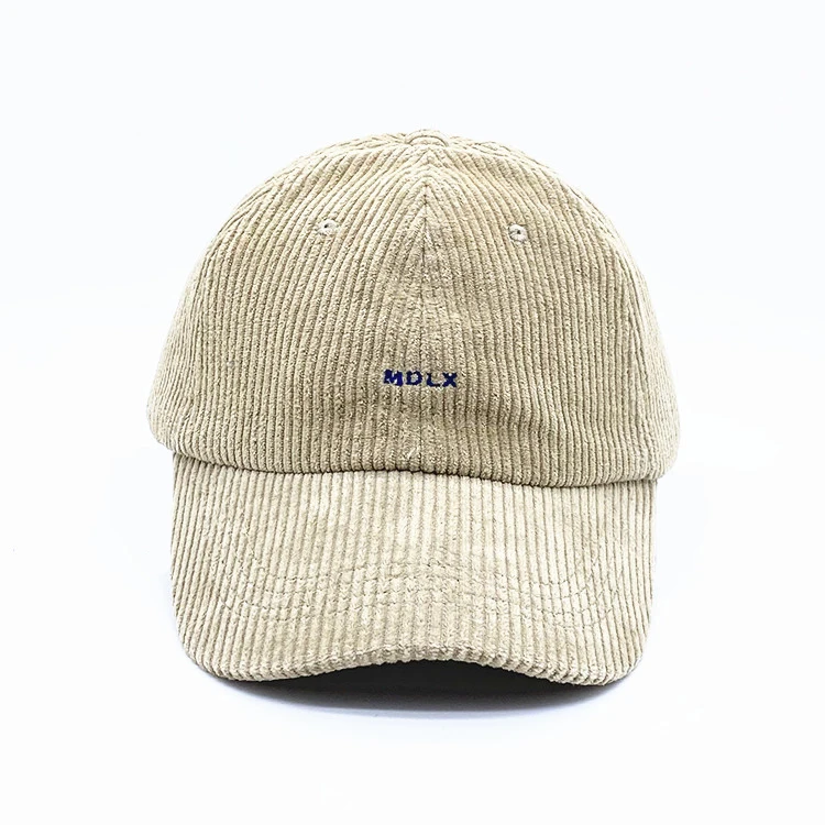 OEM&ODM Corduroy Beige 6 Panel Winter Adjustable Custom Vintage Embroidery Corduroy Baseball Caps Hats