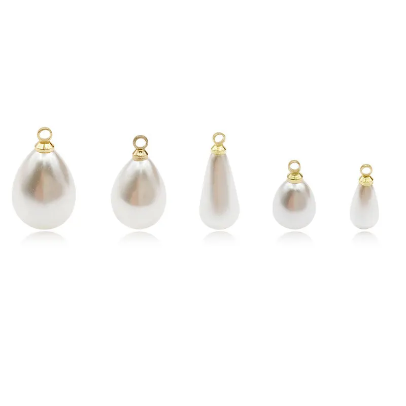 ABS sheep eye Imitation Pearl bright water drop gold head pendant necklace loose bead pendant accessories jewelry making charm