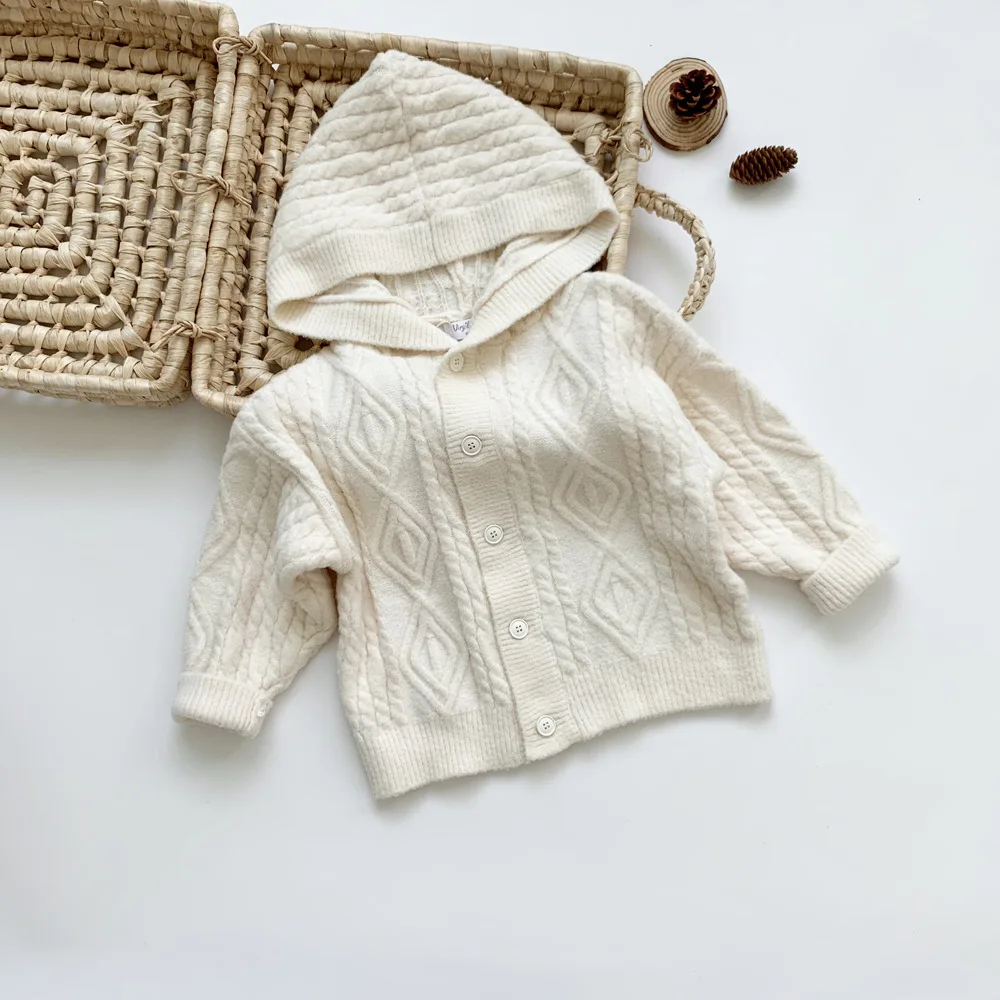 
European latest design casual unisex kids cotton knitwear with hoodie 