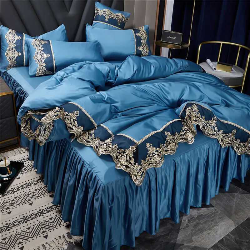 European Summer Silk Duvet Cover Bed Set, Stylish Royal 4 Pcs Quilt Comfortable Bed Set/