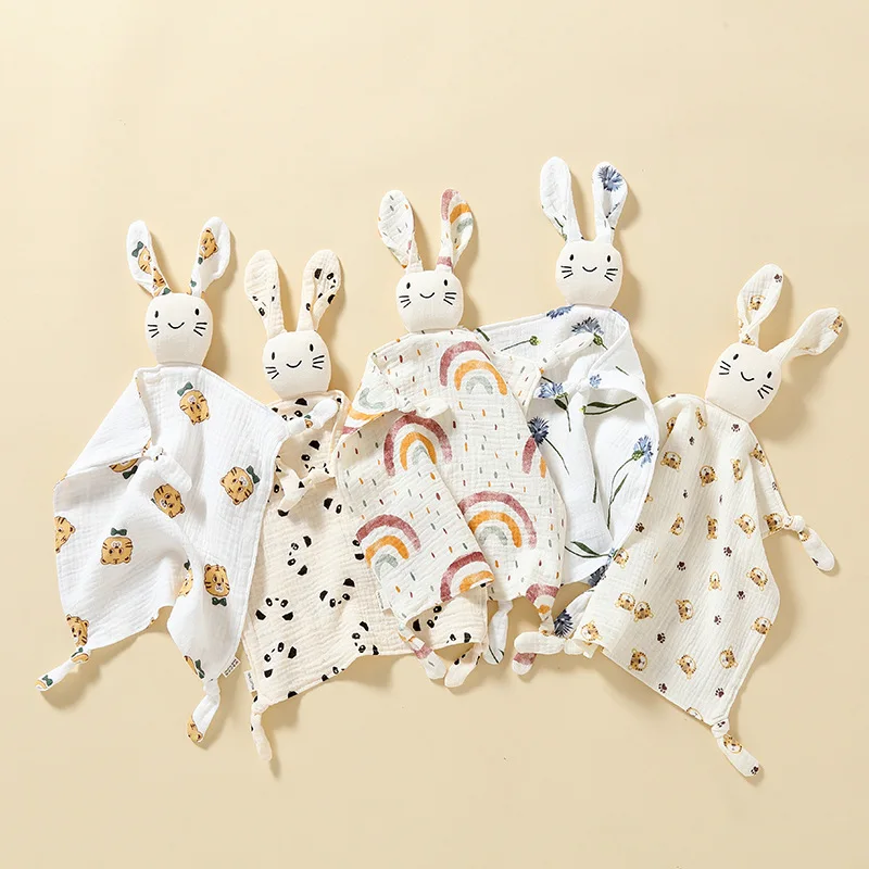 Secure Baby Cotton Gauze Security Blanket Eatable and Sleep Holding Doll Toy for Infants