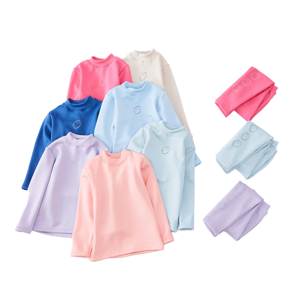 Factory Customized Supply Solid Color Milk Silk Thermal Underwear Set For Children