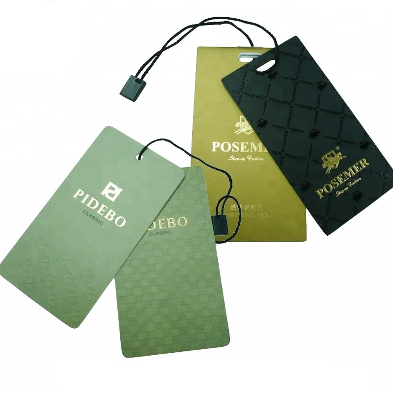 2022 new design garment tag with string, custom logo brown kraft paper hangtag for jeans