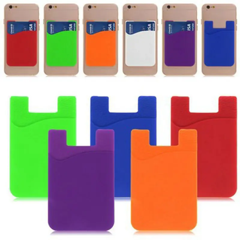 Custom Logo Cell Phone Adhesive Credit ID Card Stick On Holder Silicone Mobile Phone Card Wallet