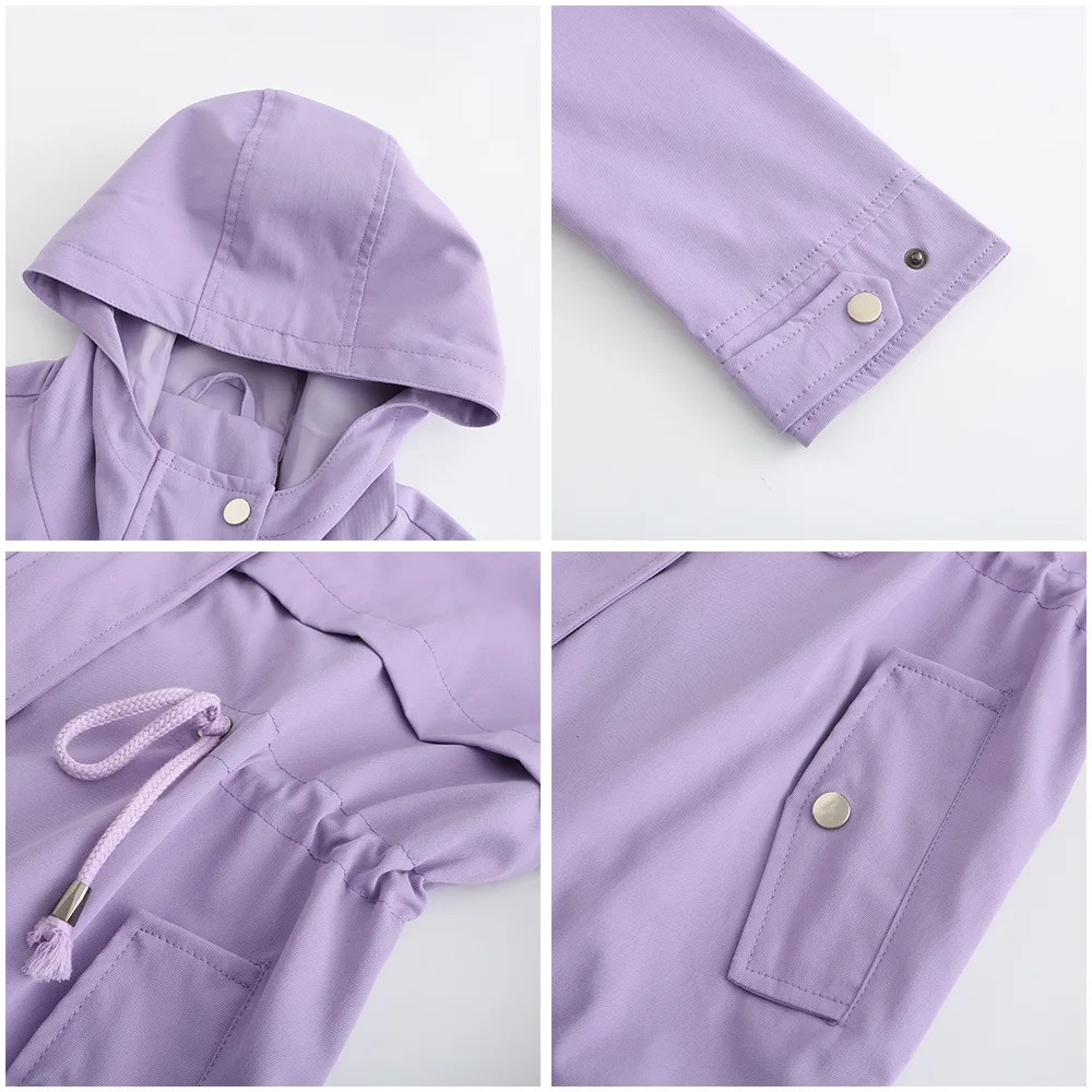 
Casual fashion plus size adjust waist long parka jacket waterproof windbreaker women ladies Long jacket 