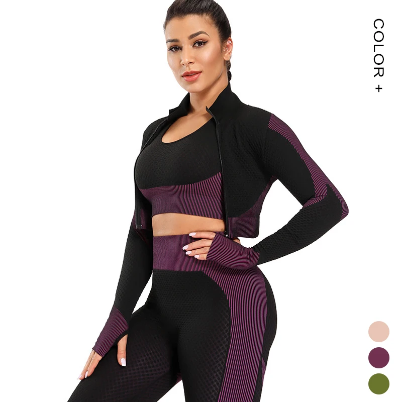 Female Sport Wear Sets Workout Jogger Fitness Sportswear Set 3 Pieces Gym Clothing Sets Women