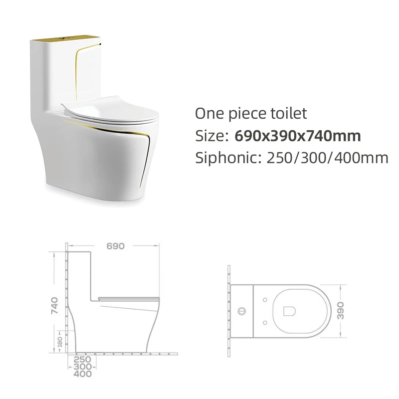 Bathroom Ceramic Toilet Siphon One Piece Toilet Color WC Bathroom Sets