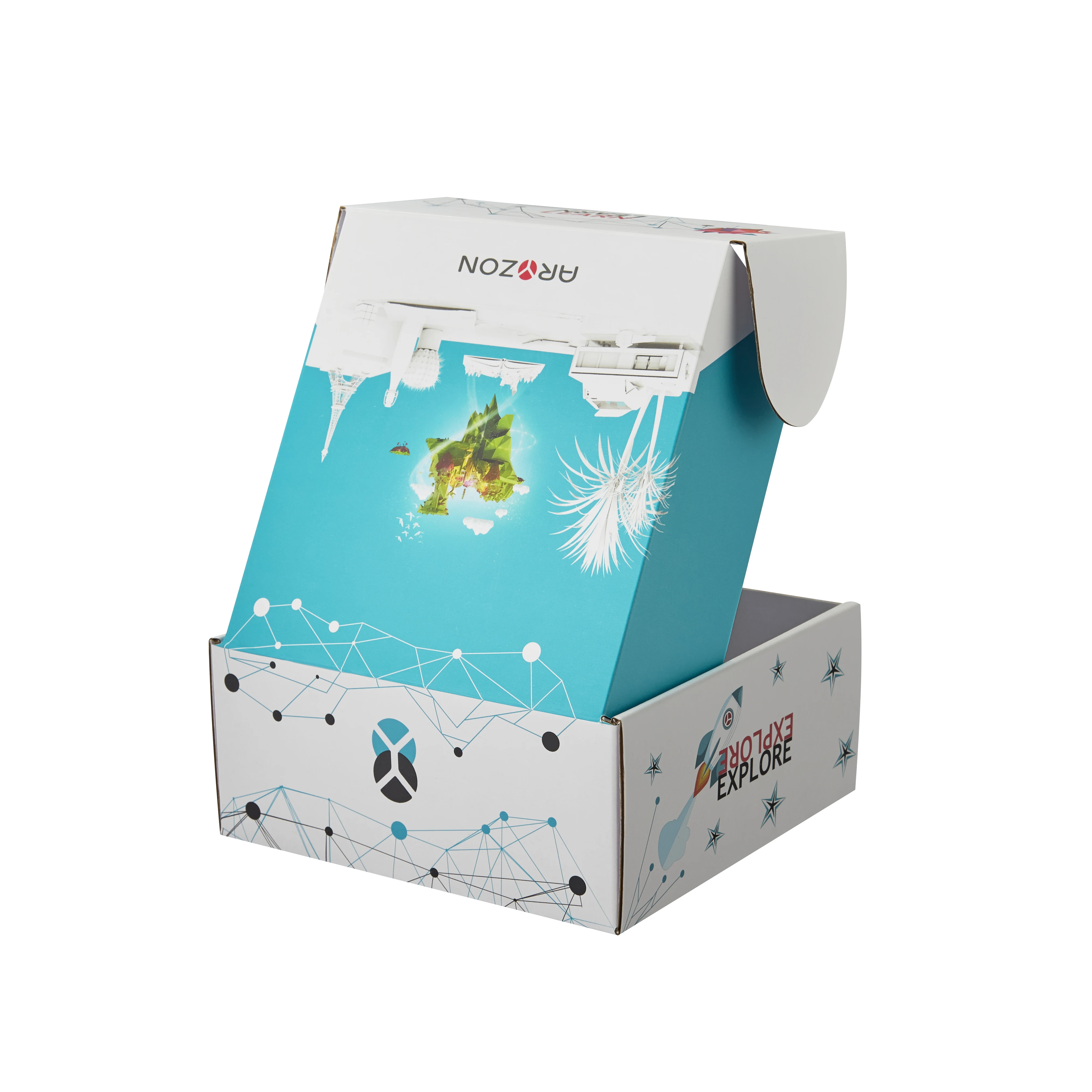 Оптовая продажа, индивидуальная печатная бумага, складная биоразлагаемая упаковка, Гофрированная упаковка для почтовых отправлений, коробка из гофрированной бумаги, фирменная упаковка amazon