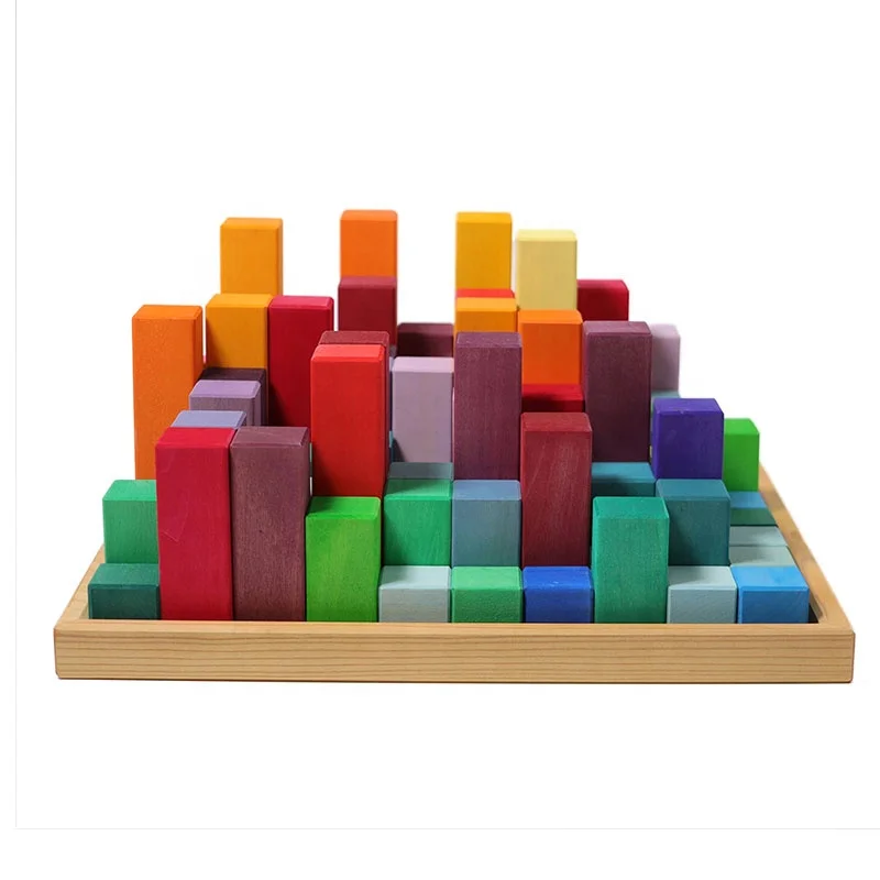 Large Stepped Beech wood Pyramid 4 cm Thick Building Blocks Sets
