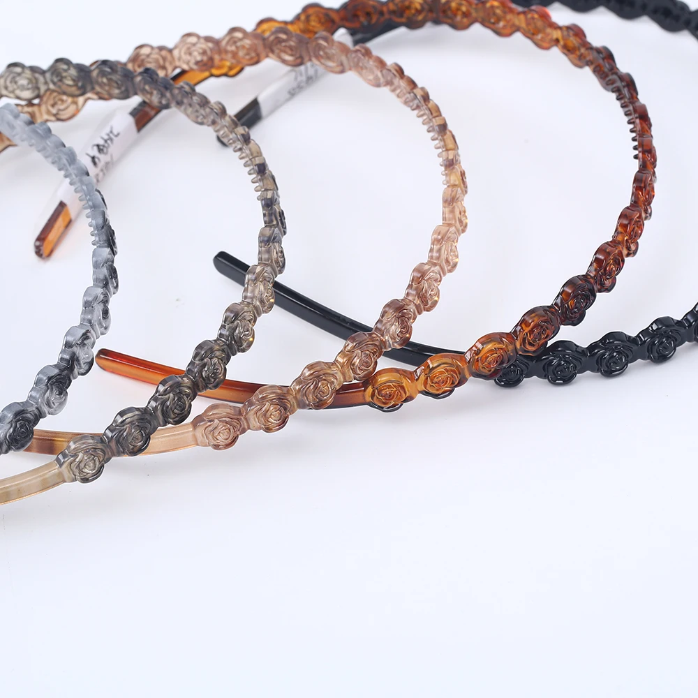 Fashion Effortless Flower Decor Headband for Women Girls Colorful Hair Headbands with Teeth for Kids Teens Lady