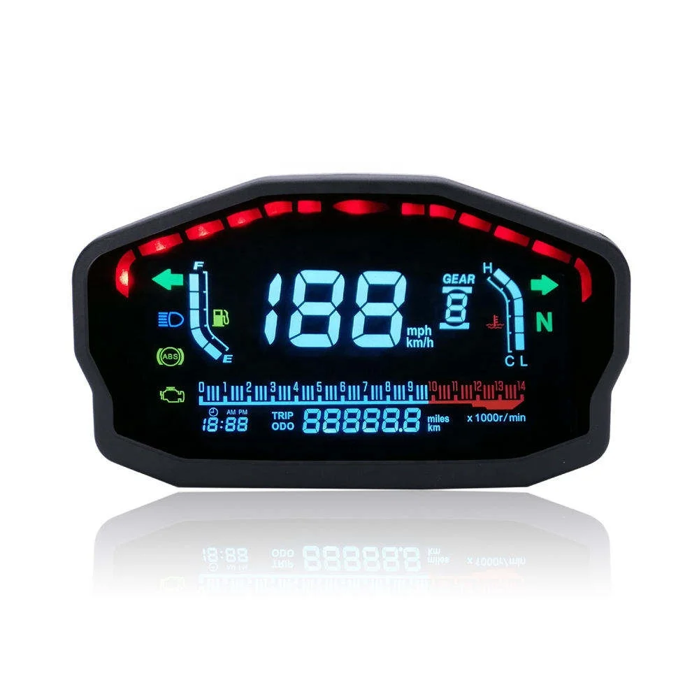Завод горящих продаж цифровой Lcd Защитная пленка для мотоцикла, 12V Спидометр 15000 об/мин пробега max 299/ч метр мотоциклетный одометр