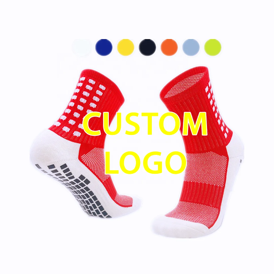 wholesale custom compression grip socks cotton custom crew non slip socks soccer custom solid football grip socks