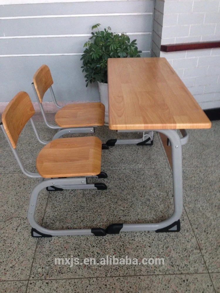 
Antique Wooden School Classroom Double Desk Chair Sets For Kids Students 