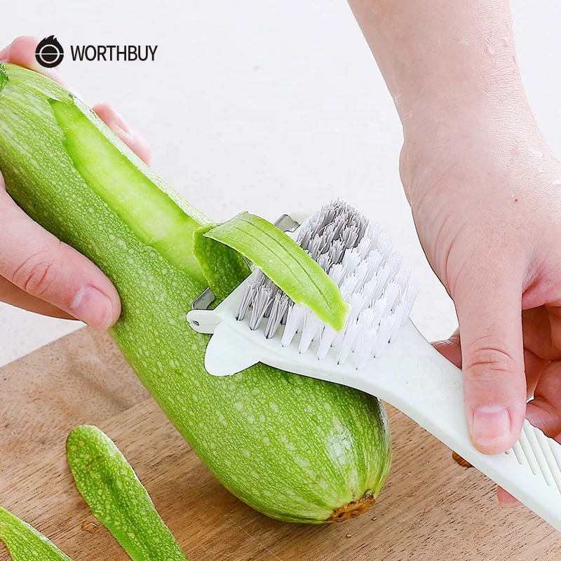 WORTHBUY Multifunctional Fruit Vegetable Peeler With Brush Plastic Carrot Potato Peeler Vegetable Grater Kitchen Accessories